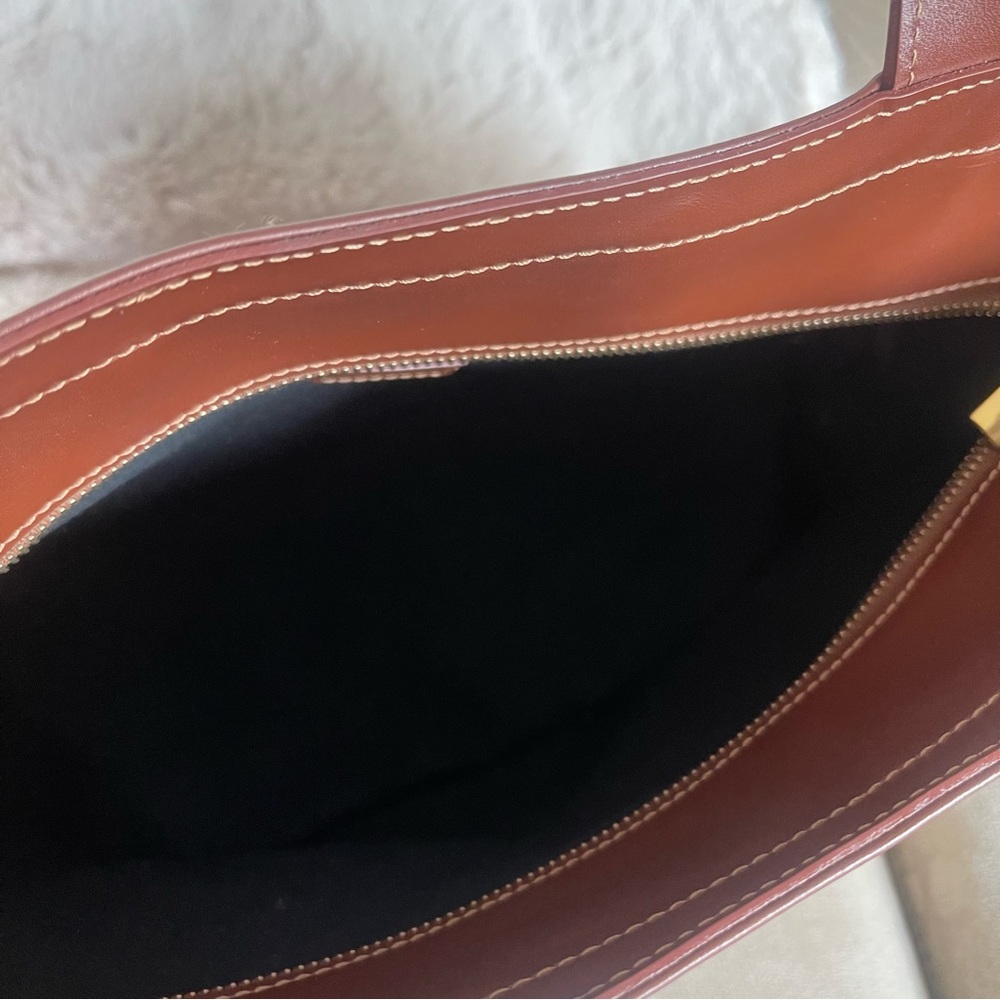 Burberry Tan Plaid Canvas Tote with Brown Leather Handles - Picture 9 of 11